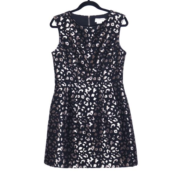 Molly Bracken Dresses & Skirts - MOLLY BRACKEN Black Leopard Print Mini Dress Metallic Rose Gold Lined Women's S